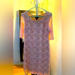 Pale Pink Lace Dress Half Sleeve Dress in Size 12